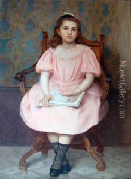 Jeune Fille En Rose Oil Painting - Auguste Raynaud