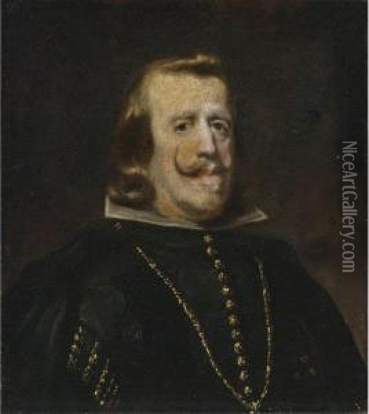 Portrait Of King Phillip Iv Oil Painting - Diego Rodriguez de Silva y Velazquez