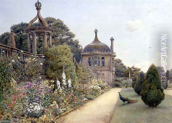The Gardens at Montacute, Somerset, 1893 Oil Painting - Ernest Arthur Rowe