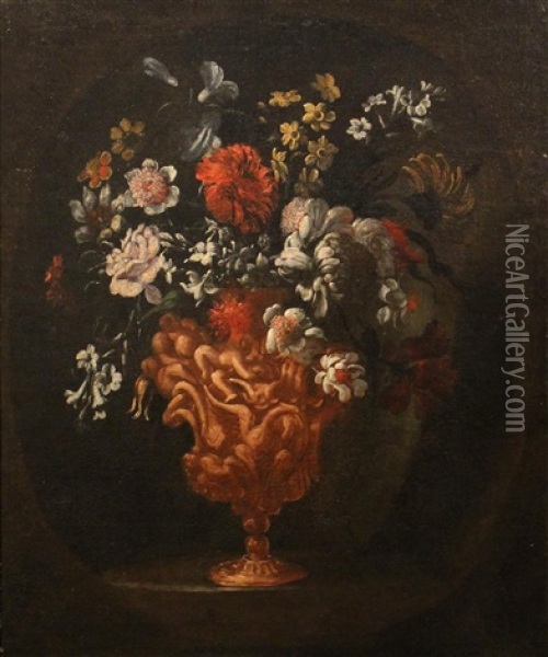 Floral Still Life Oil Painting - Giacomo Recco