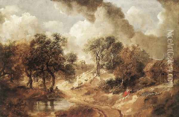 Landscape in Suffolk c. 1750 Oil Painting - Thomas Gainsborough