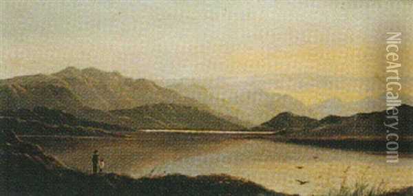 Highland Loch View Oil Painting - Charles Leslie