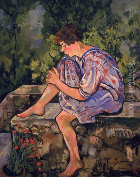 Seated Young Woman, 1930 Oil Painting - Suzanne Valadon