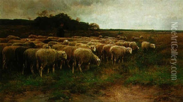 Driving The Herd Oil Painting - Cornelis van Leemputten