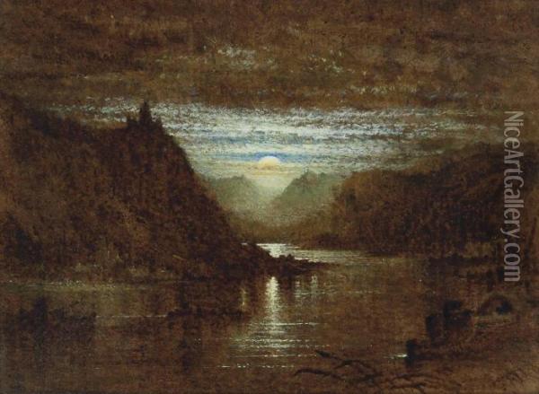 Lahneck; On The Rhine Oil Painting - George F. Teniswood