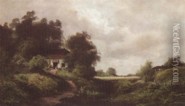 Barbizon Landscape Oil Painting - Ransom Gillet Holdredge