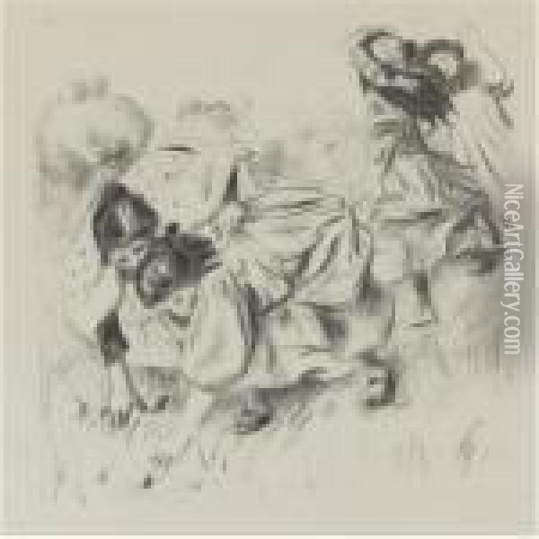 Les Enfants Jouant A La Balle (d.; S. 32) Oil Painting - Pierre Auguste Renoir