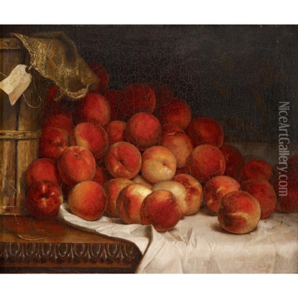Still Life With Peaches Oil Painting - Lemuel Everett Wilmarth