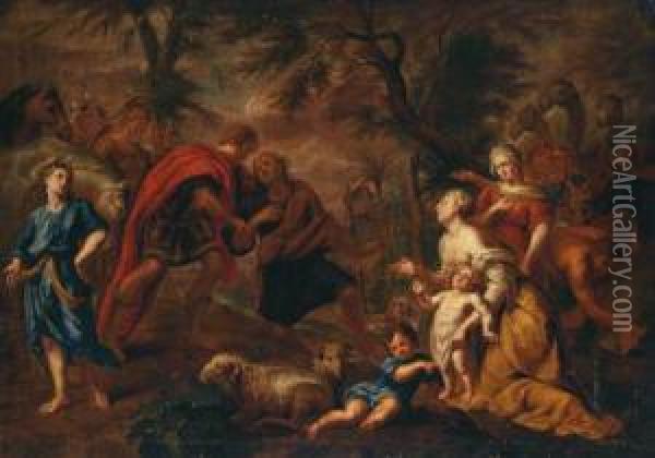 La Conciliazione Di Giacobbe Ed Esau Oil Painting - Kaspar Jakob Van Opstal