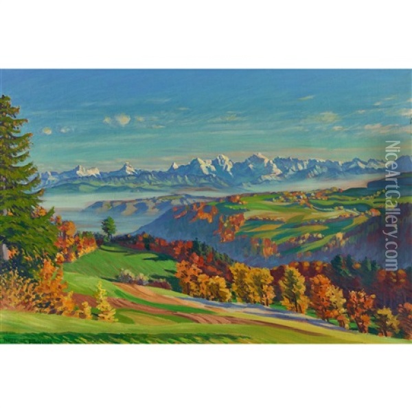 Im Herbst Auf Dem Gurten Oil Painting - Waldemar Theophil Fink