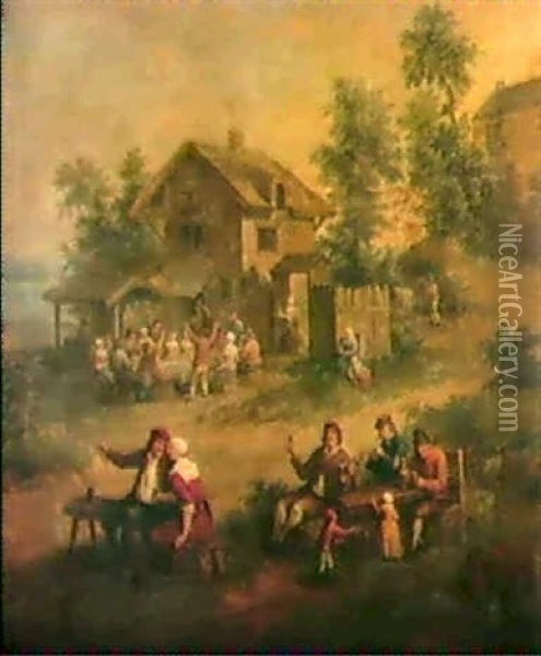 Le Repas Des Paysans Oil Painting - Pieter Angillis