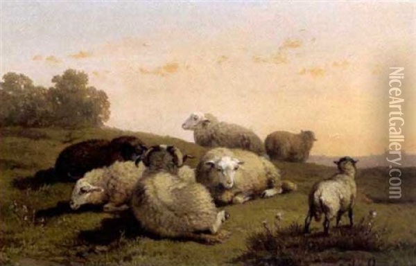 Schafe Auf Der Weide Oil Painting - Cornelis van Leemputten