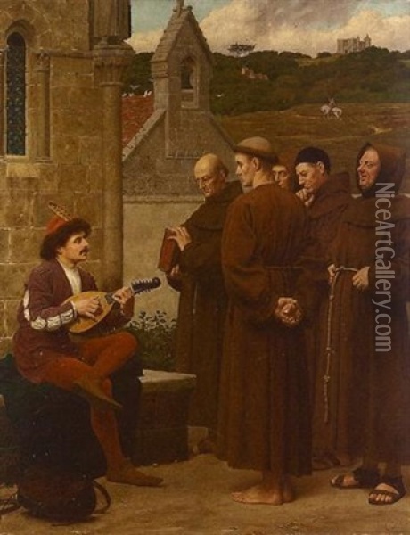 The Minstrel. A Love Song Or A Song Of Good Life Oil Painting - Henry Stacy Marks