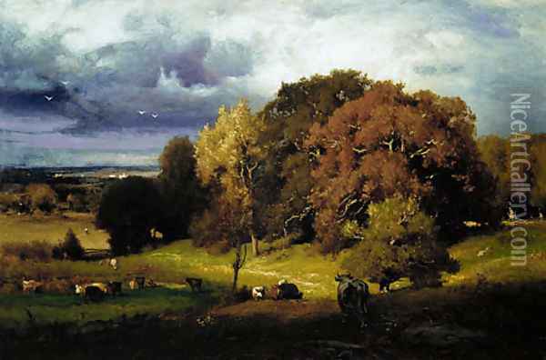 Autumn Oaks Oil Painting - George Inness