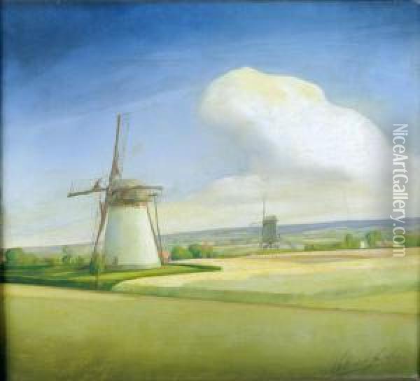 Deux Moulins Dans Un Paysage Oil Painting - Valerius De Saedeleer