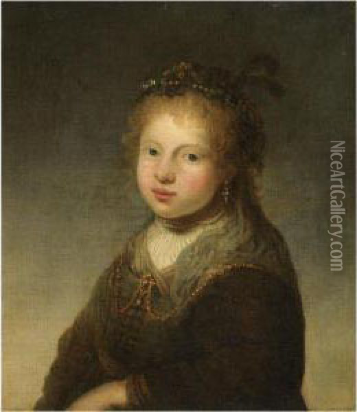 A Young Shepherdess Oil Painting - Govert Teunisz. Flinck