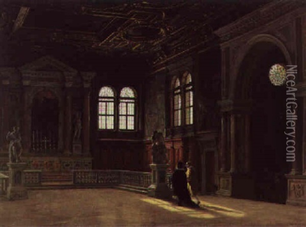 Sala Superiore Della Scuola Grande Di San Rocco, Venice Oil Painting - Heinrich Hansen