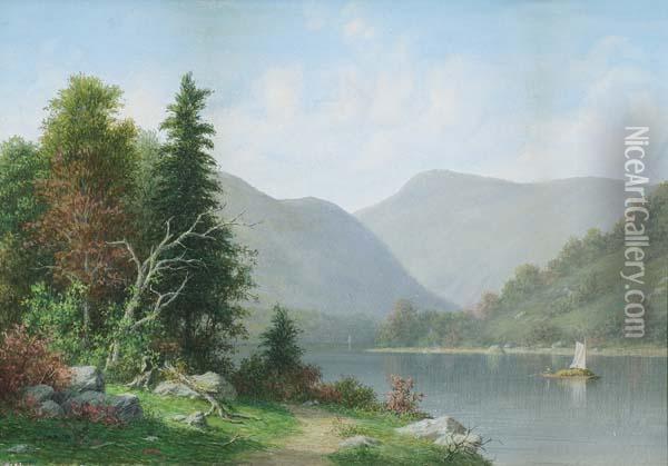 Sailing Along A River Oil Painting - William M Davis