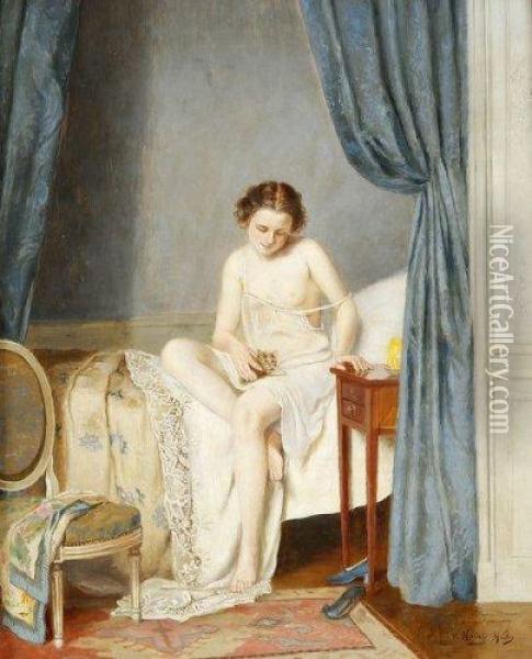 Dans L'alcove. Oil Painting - Victor Marais-Milton