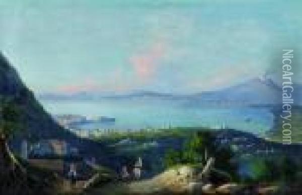 Blick Von Suden In Die Bucht Von Neapel Oil Painting - Consalvo Carelli