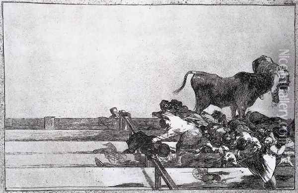 Unfortunate Events in the Front Seats of the Ring of Madrid Oil Painting - Francisco De Goya y Lucientes