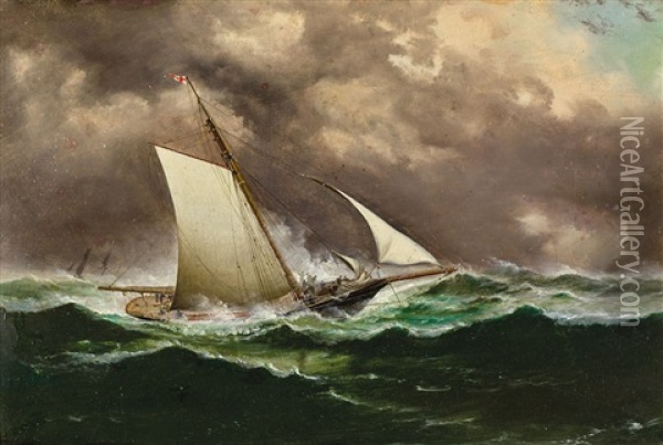 Sailing Boat In Rough Seas Oil Painting - Haughton Forrest