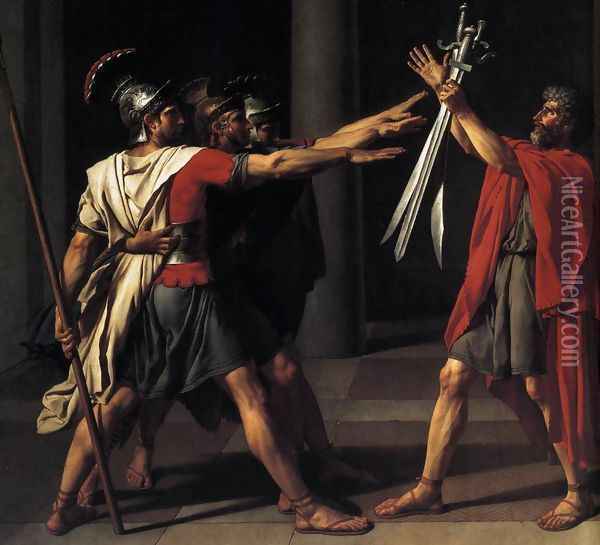 The Oath of the Horatii (detail 2) 1784 Oil Painting - Jacques Louis David