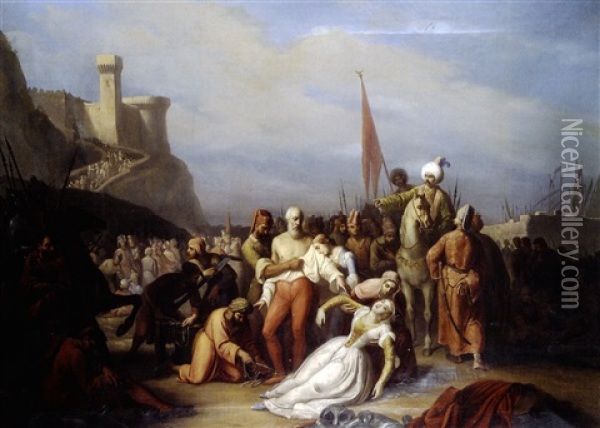 La Butte Montmartre En 1850, Entree De La Grande Carriere Oil Painting - Adolphe Felix Cals