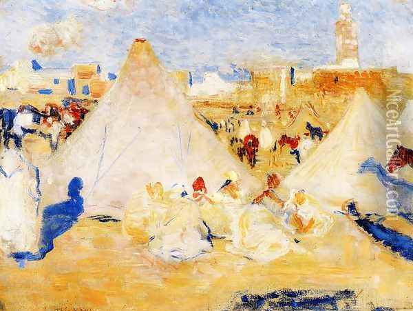 Encampment near a Moroccan Village Oil Painting - Theo van Rysselberghe