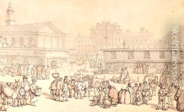 The Market, Covent Garden From The South Oil Painting - Thomas Rowlandson