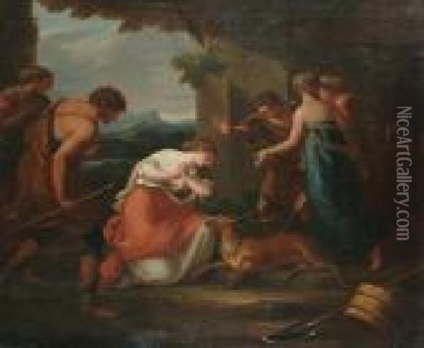 The Death Of Acteon. Oil Painting - Angelica Kauffmann