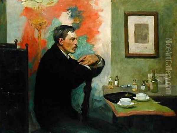 The Painter Julius Wohlers in his Studio 1895 Oil Painting - Alfred Mohrbutter