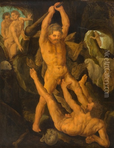 Herkules Und Cacus Oil Painting - Hendrik Goltzius