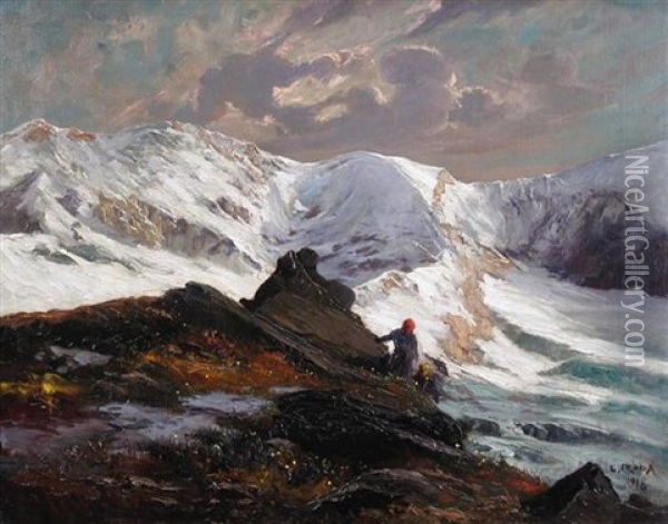 Coming Storm, Near Monte Cervino Oil Painting - Leonardo Roda