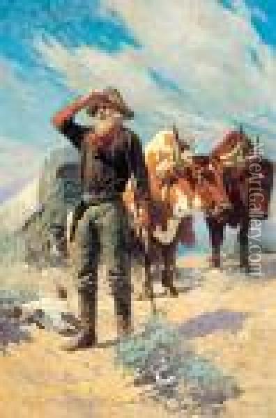 The Prospector Oil Painting - Frank Tenney Johnson