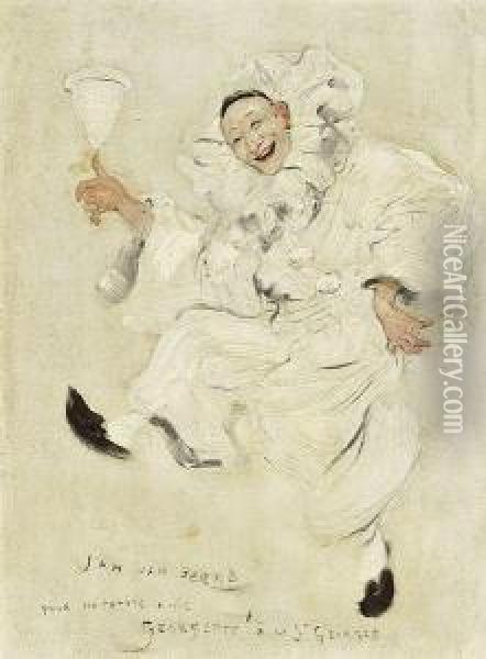 Pierrot Oil Painting - Jan van Beers