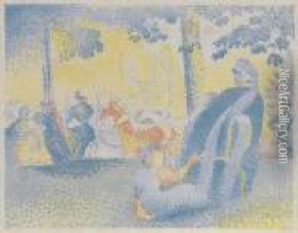 Les Champs Elysees Oil Painting - Henri Edmond Cross