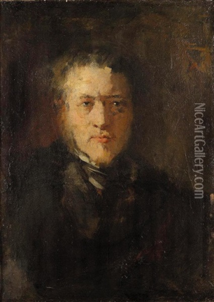 Bildnis Des Malers Johan Herterich (the Painter Johan Herterich) Oil Painting - Wilhelm Maria Hubertus Leibl