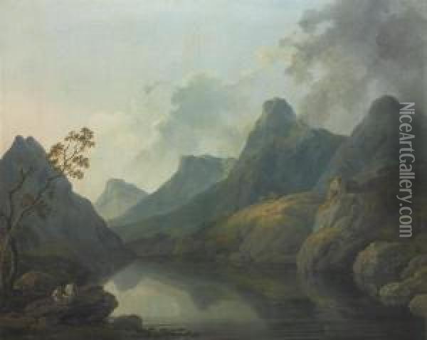 A View Of Llanberis Oil Painting - George Cuitt