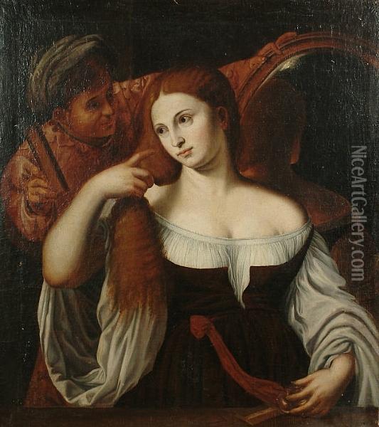 A Woman At Her Toilet Oil Painting - Tiziano Vecellio (Titian)