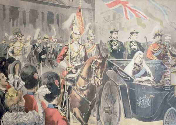 Jubilee of the Queen of England The Cortege, illustration from Le Petit Journal, 27 June 1897 Oil Painting - Oswaldo Tofani