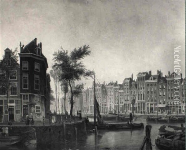 A View Of The Wolfshoek, Rotterdam Oil Painting - Marinus van Raden