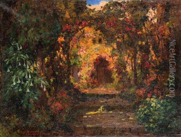 Le Jardin A Alger Oil Painting - Eugene F. A. Deshayes