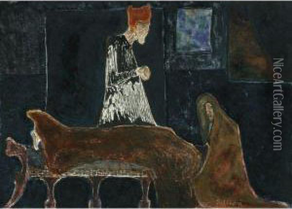 Death Scene Oil Painting - Rabindranath Tagore
