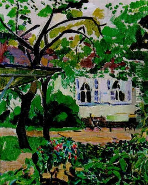 Terrasse Im Garten Oil Painting - Oskar Moll