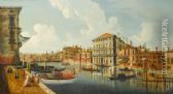 The Grand Canal, Venice, Looking Towardspalazzo Grassi Oil Painting - (Giovanni Antonio Canal) Canaletto