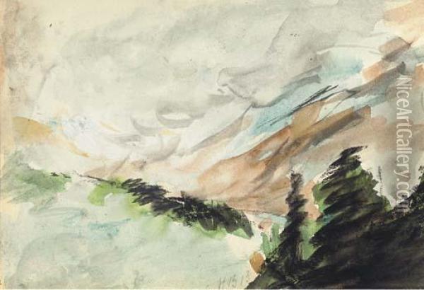 The Alps At Wengen Oil Painting - Hercules Brabazon Brabazon