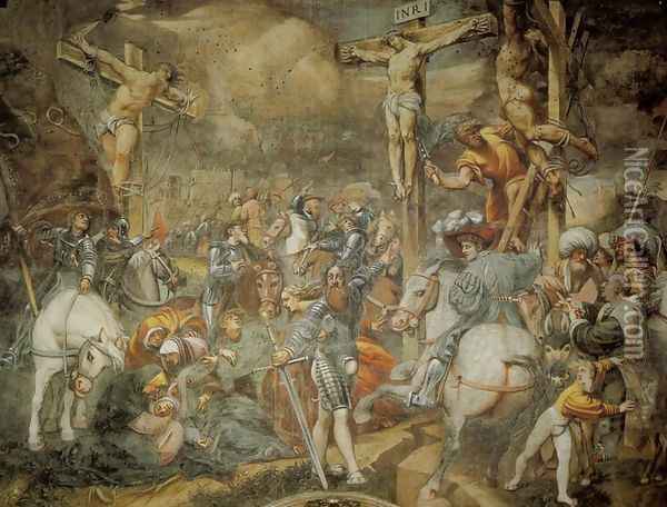 Crucifixion (Crocifissione) Oil Painting - Pordenone (Giovanni Antonio de'Sacchis)