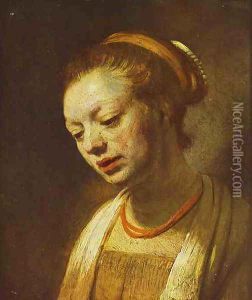 Portrait of a Young Girl Oil Painting - Rembrandt Van Rijn