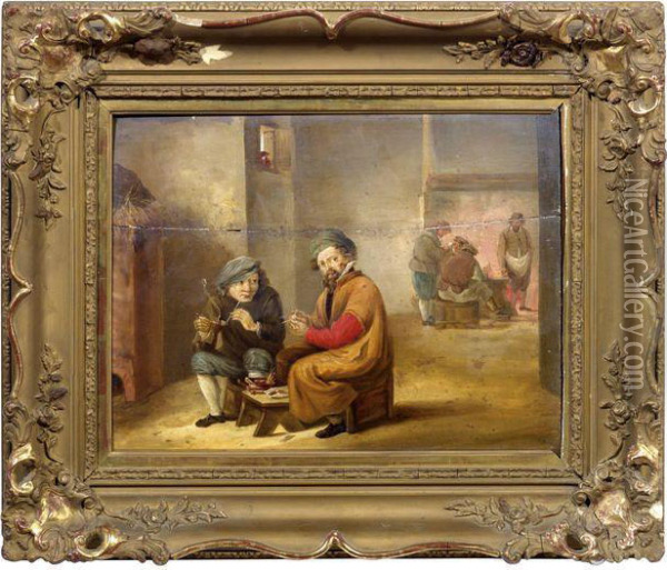 Zwei Pfeifenraucher In Einer Stube Oil Painting - David The Younger Teniers